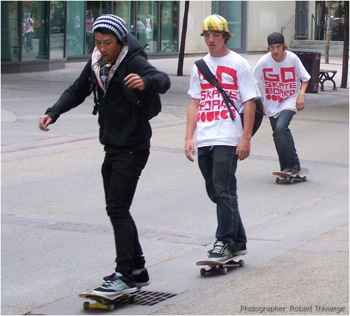 Skateboarders on Stephen Avenue